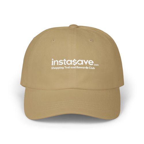 instasave logo Dad Cap | embroidered khaki baseball hat